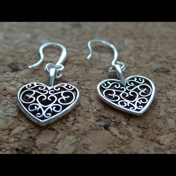 2 Pairs Of Tibet Silver Tone Heart Shaped Earrings - Picture 8 of 11